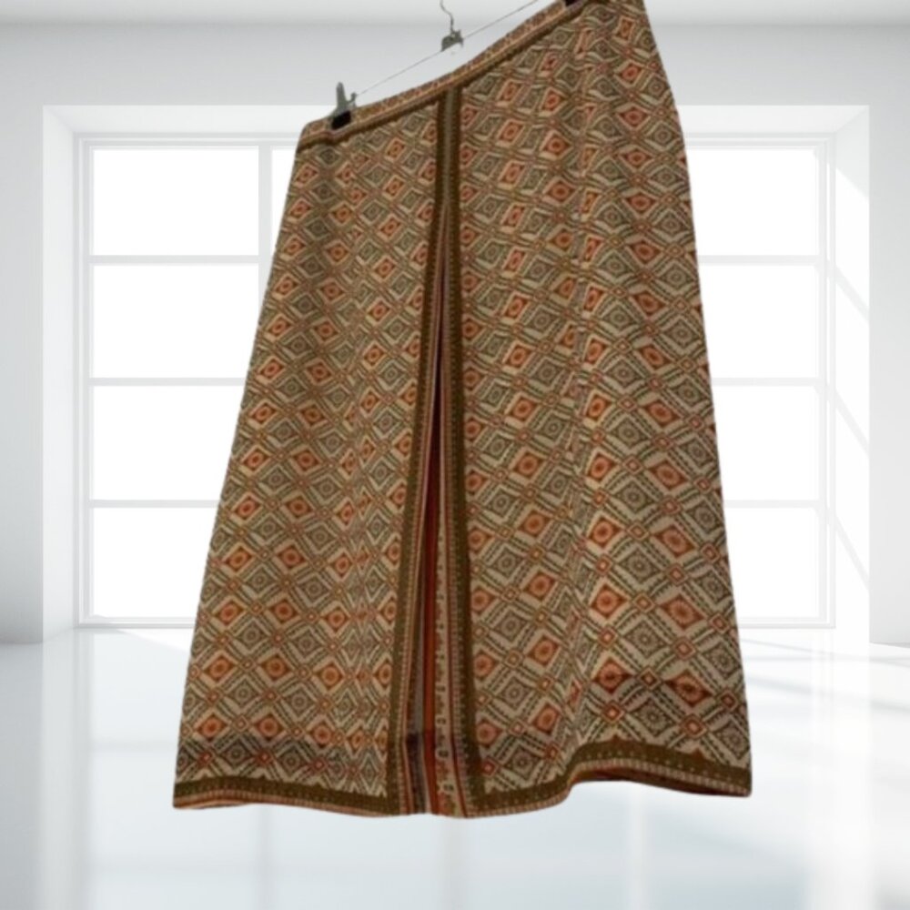 Intriguing Threads Vintage Inspired Geometric Pleated Midi Skirt Size 6 - Picture 3 of 12